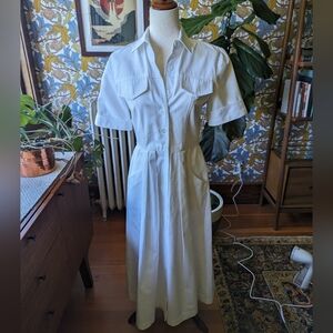 Vintage White Denim Midi Dress